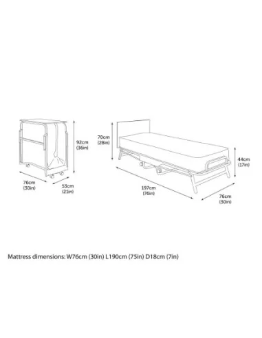 Lit pliant 1 personne avec matelas étanche Jay-Be noir