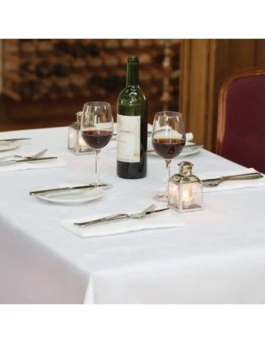 Serviettes blanches en coton bande de satin Mitre Luxury