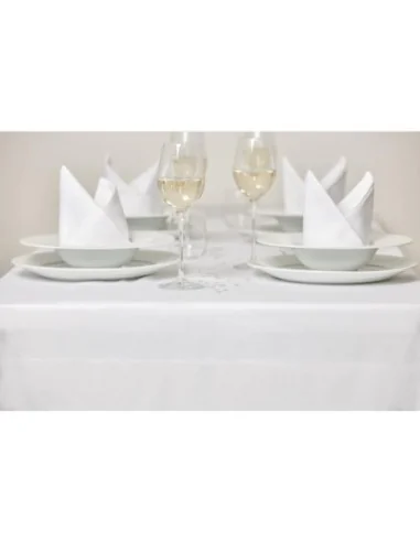 Serviettes blanches en coton bande de satin Mitre Luxury