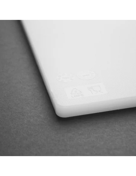 Planche à découper antibactérienne basse densité Hygiplas blanche