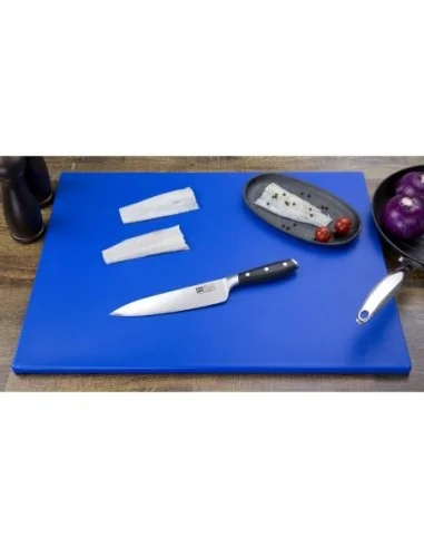 Grande planche à découper épaisse basse densité Hygiplas bleue