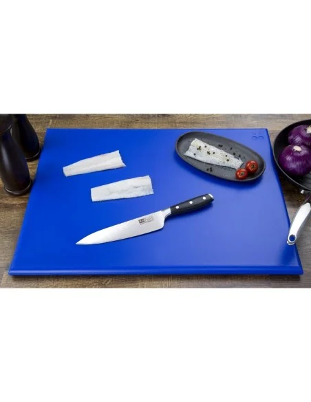 Planche à découper extra large haute densité Hygiplas bleue