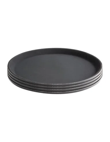 Plateau antidérapant en fibre de verre Olympia Kristallon rond noir 356mm
