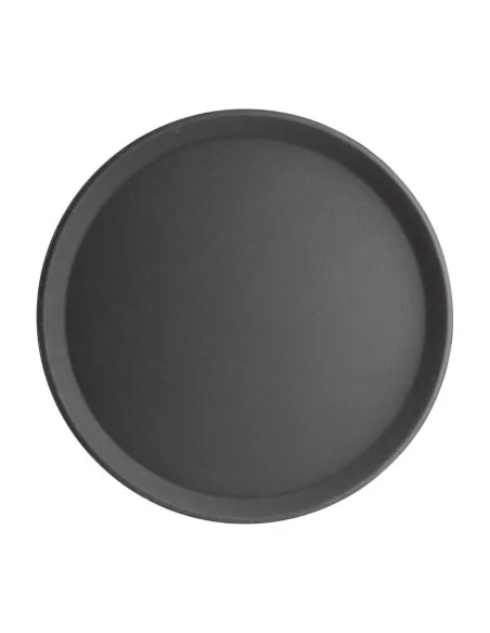 Plateau antidérapant en fibre de verre Olympia Kristallon rond noir 406mm