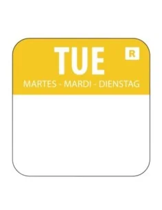 Etiquettes alimentaires code couleur jaune Hygiplas mardi 24mm (Lot de 1000)
