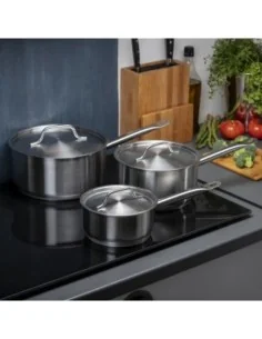 Ensemble 3 casseroles et couvercles inox Vogue Cook Like A Pro  2