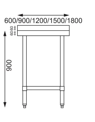 Table de préparation avec rebord en acier inoxydable Vogue 900 x 600mm