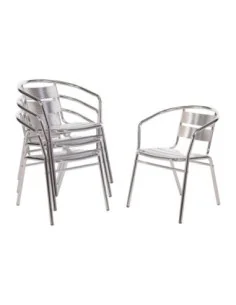 Fauteuils empilables en aluminium Bolero (Lot de 4)