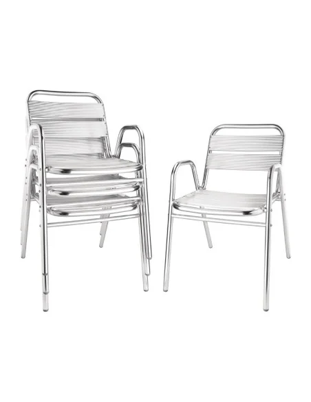 Fauteuils empilables en aluminium avec accoudoirs Bolero x4