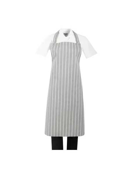 Tablier bavette rayé gris et blanc Whites