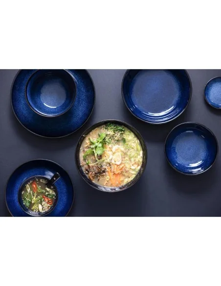 Bols plats Olympia Luna bleu nuit 160 mm (lot de 6)