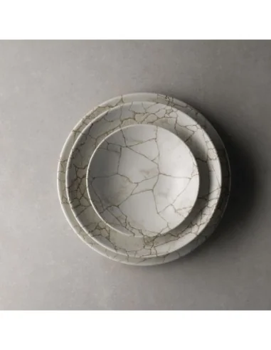 Assiettes rondes Studio Prints Kintsugi Agate Grey 288mm (Lot de 12)