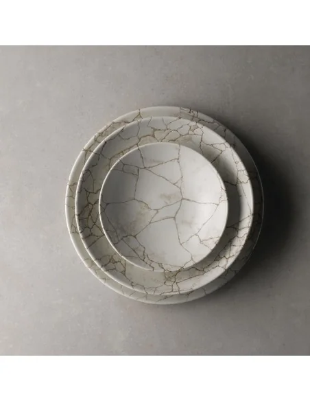 Assiettes rondes Studio Prints Kintsugi Agate Grey 288mm (Lot de 12)