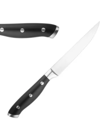 Couteaux à steak rivetés Olympia Premium avec manches en ABS noir (lot de 6)