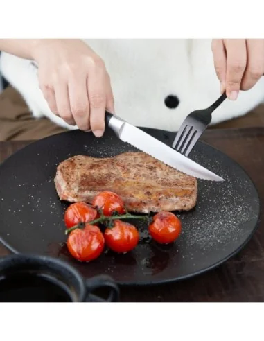 Couteaux à steak rivetés Olympia Premium avec manches en ABS noir (lot de 6)