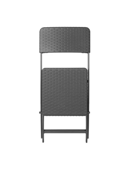 Chaises pliantes en rotin PE Bolero noires (lot de 2)