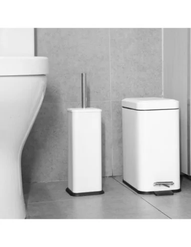 Brosse et support WC carré blanc Jantex