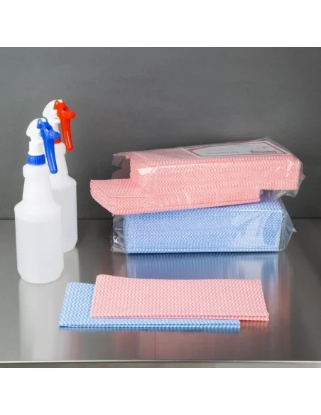 Chiffons de nettoyage salle de bain Jantex rouges (lot de 50)