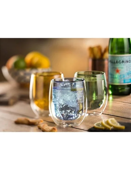 Verres à eau double paroi Utopia bleus 27 cl (lot de 6)