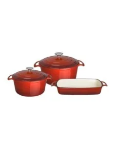Lot de 3 plats en fonte Vogue rouges