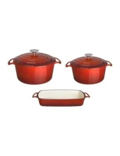 Lot de 3 plats en fonte Vogue rouges 2