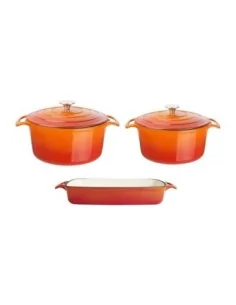 Lot de 3 plats en fonte Vogue orange 2