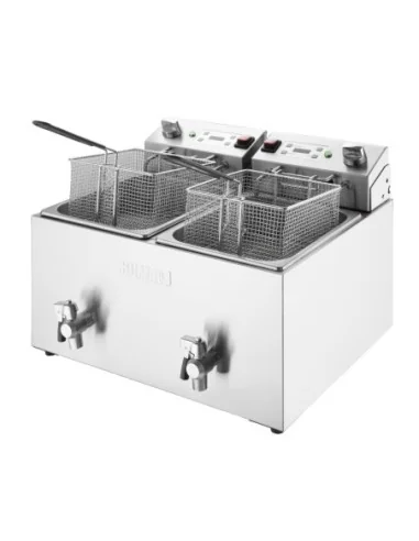 Friteuse électrique double avec minuterie Buffalo 2x8L