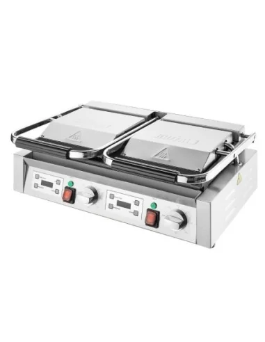 Gril de contact double Buffalo plaques plates et rainurées