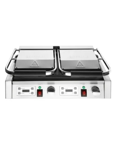 Gril de contact double Buffalo plaques plates et rainurées