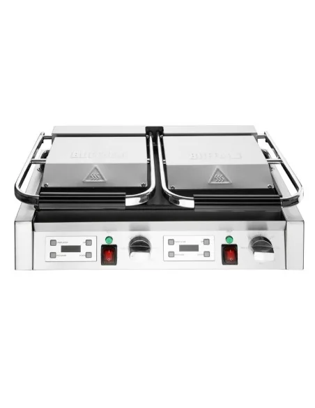 Gril de contact double Buffalo plaques plates et rainurées