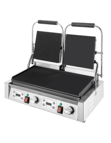 Gril de contact double Buffalo plaques plates et rainurées