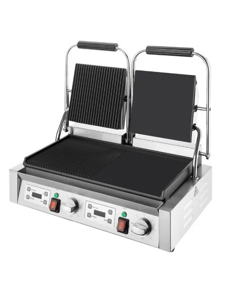 Gril de contact double Buffalo plaques plates et rainurées