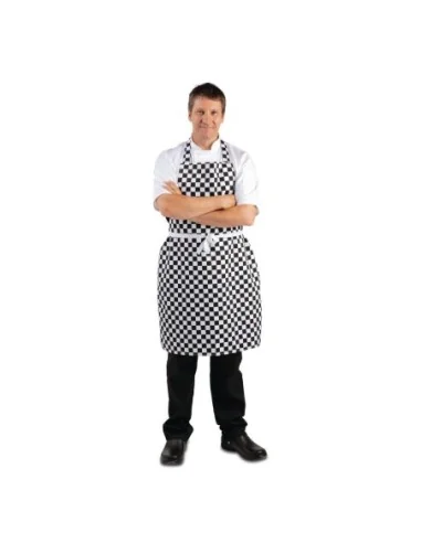 Tablier bavette Whites carreaux noirs et blancs