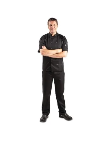 Veste de cuisine mixte Whites Vegas manches courtes noire L