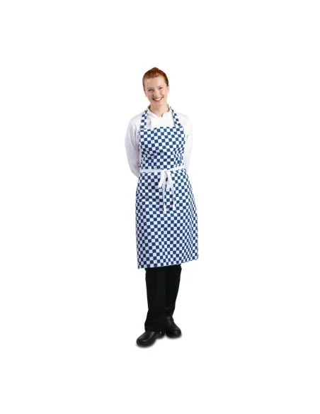 Tablier bavette Whites carreaux bleus et blancs
