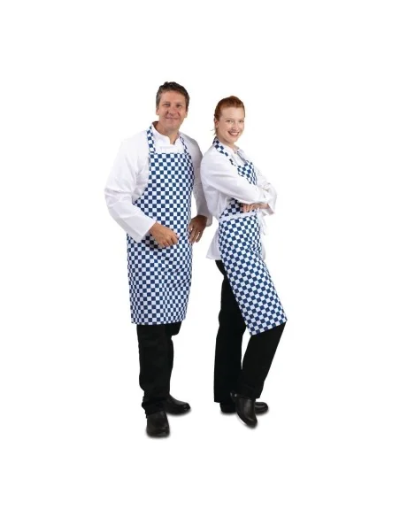 Tablier bavette Whites carreaux bleus et blancs