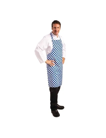 Tablier bavette Whites carreaux bleus et blancs