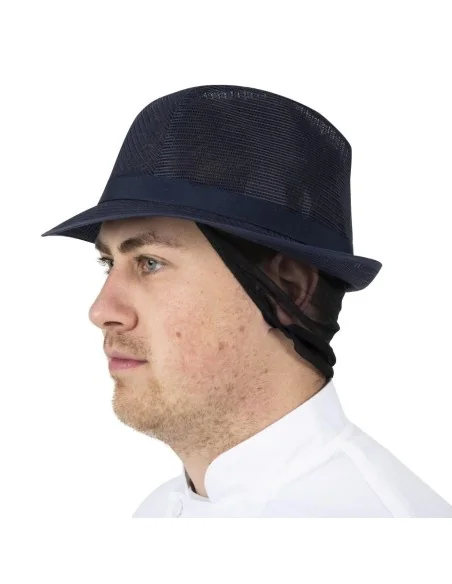 Chapeau Trilby bleu marine avec résille S