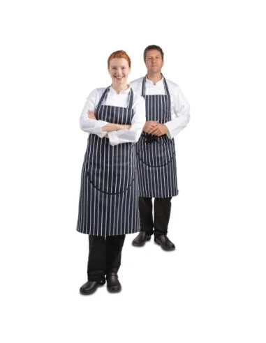 Tablier bavette Whites rayé marine et blanc XL