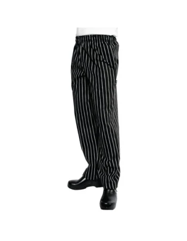 Pantalon de cuisine mixte Baggy Chef Works rayé noir et blanc M