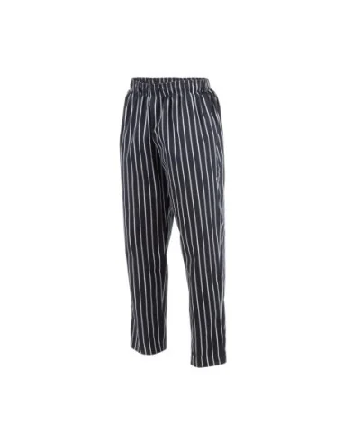 Pantalon de cuisine mixte Baggy Chef Works rayé noir et blanc M
