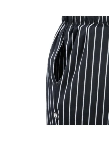Pantalon de cuisine mixte Baggy Chef Works rayé noir et blanc M
