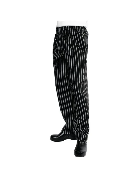 Pantalon de cuisine mixte Baggy Chef Works rayé noir et blanc S