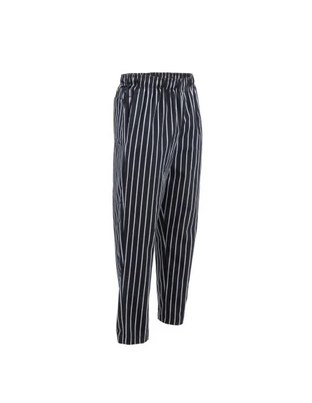 Pantalon de cuisine mixte Baggy Chef Works rayé noir et blanc S