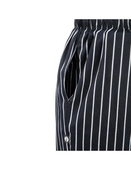 Pantalon de cuisine mixte Baggy Chef Works rayé noir et blanc S