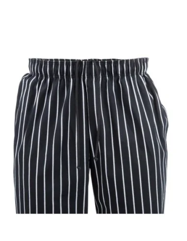 Pantalon de cuisine mixte Baggy Chef Works rayé noir et blanc S
