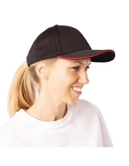 Casquette baseball Cool Vent Chef Works noire et rouge