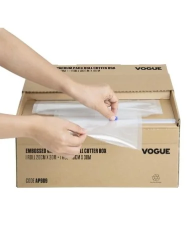 Rouleau d'emballage sous vide Vogue avec boîte de découpe (gaufré) 200 mm et 300 mm, lot de 2