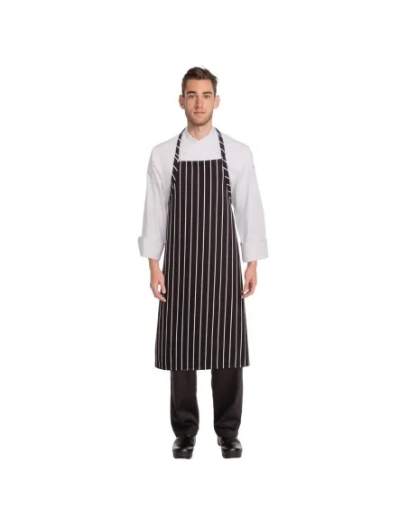 Tablier bavette tissé Chef Works Premium rayures noires et blanches
