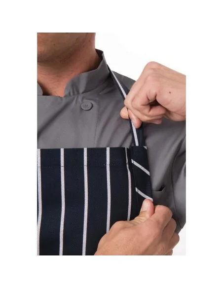 Tablier bavette tissé Chef Works Premium rayures bleue marine et blanches